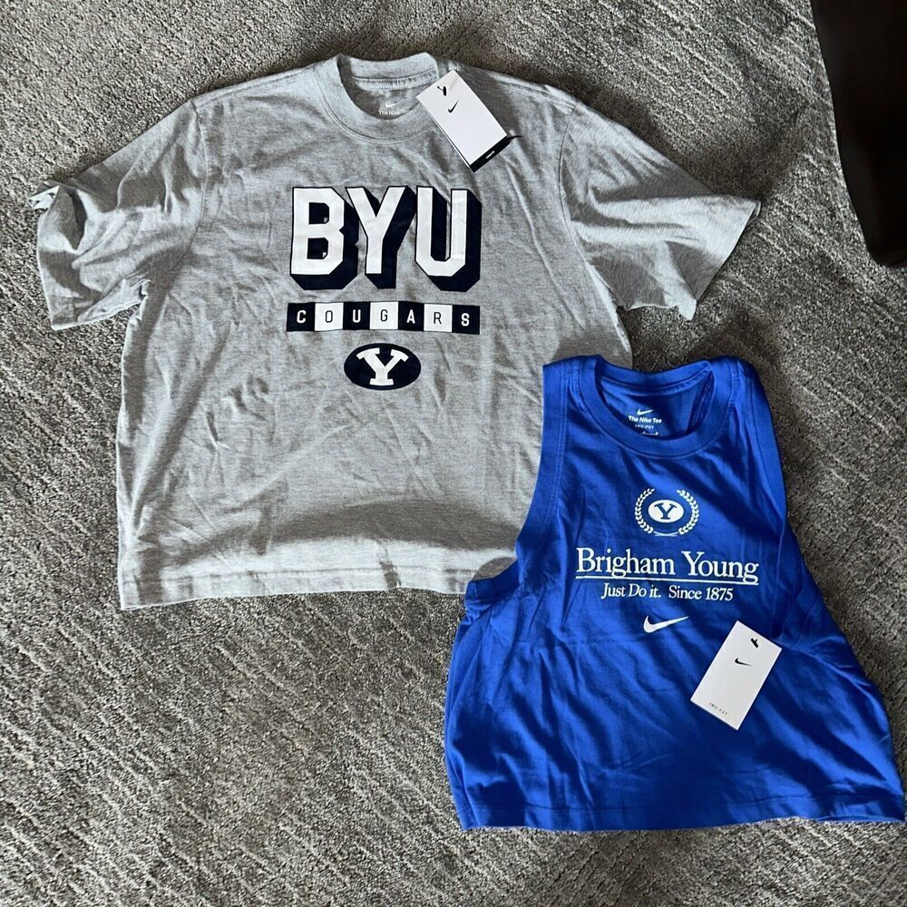2 Pack NWT Women's Nike Cropped Tshirt Tank Top -- BYU Cougars -- Medium